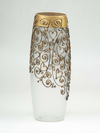 Handpainted Glass Vase for Flowers | Gold Painted Art Glass Oval Vase | Interior Design Home Decor | Table vase 12 in DECOR MODISH