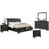 Sleigh 5 Piece Bedroom Set with extra Night Stand, California King DECOR MODISH