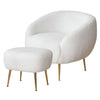 Faux Fur Barrel Armchairs Accent Chair with Ottoman - DECOR MODISH