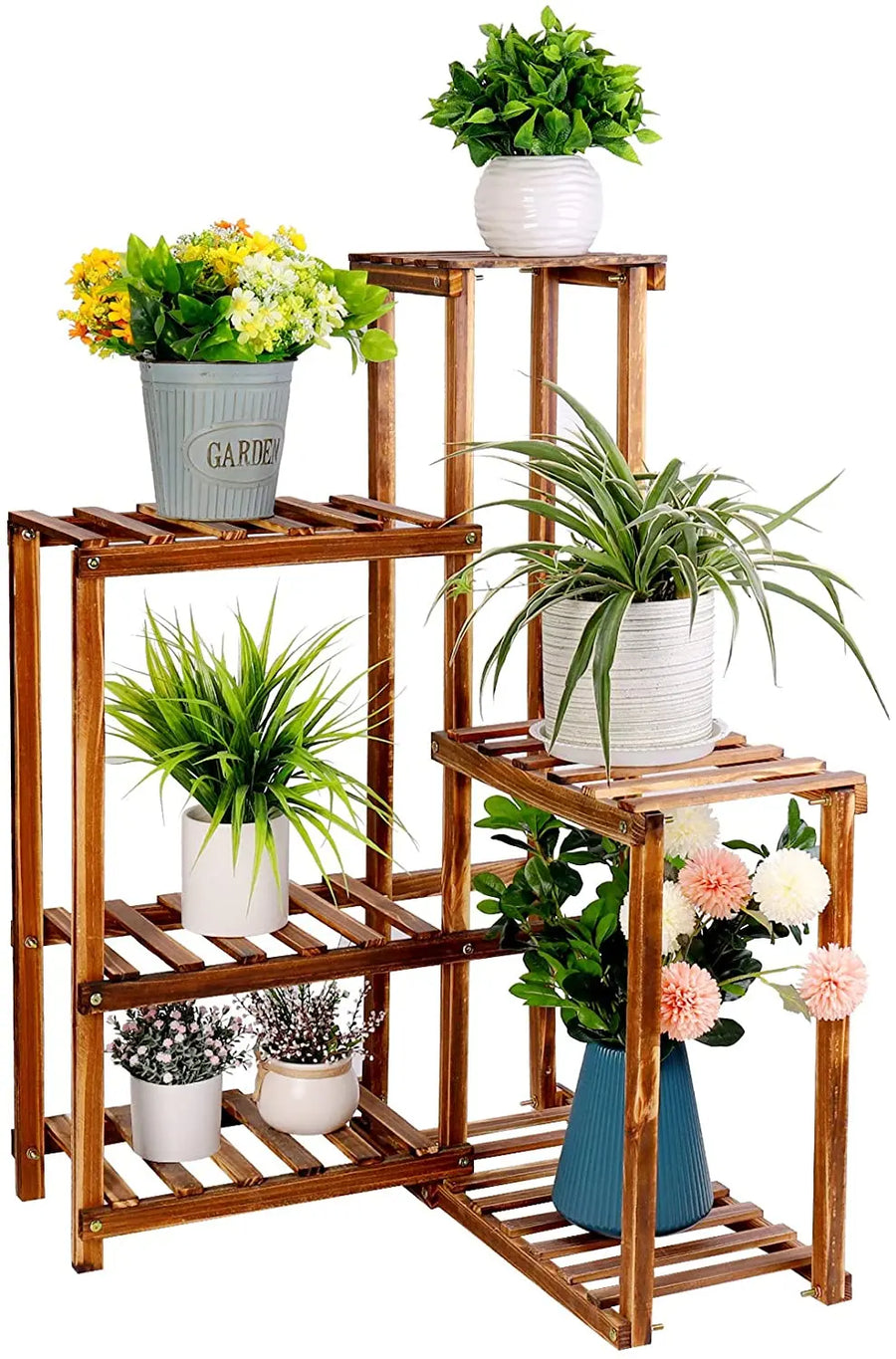 Natural Harmony 6-Tier Wooden Flower Pot Stand - DECOR MODISH Default Title DECOR MODISH Default Title