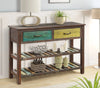 Retro-Style Console Table with Drawers and Slatted Shelves - DECOR MODISH Brown / United States DECOR MODISH Brown / United States