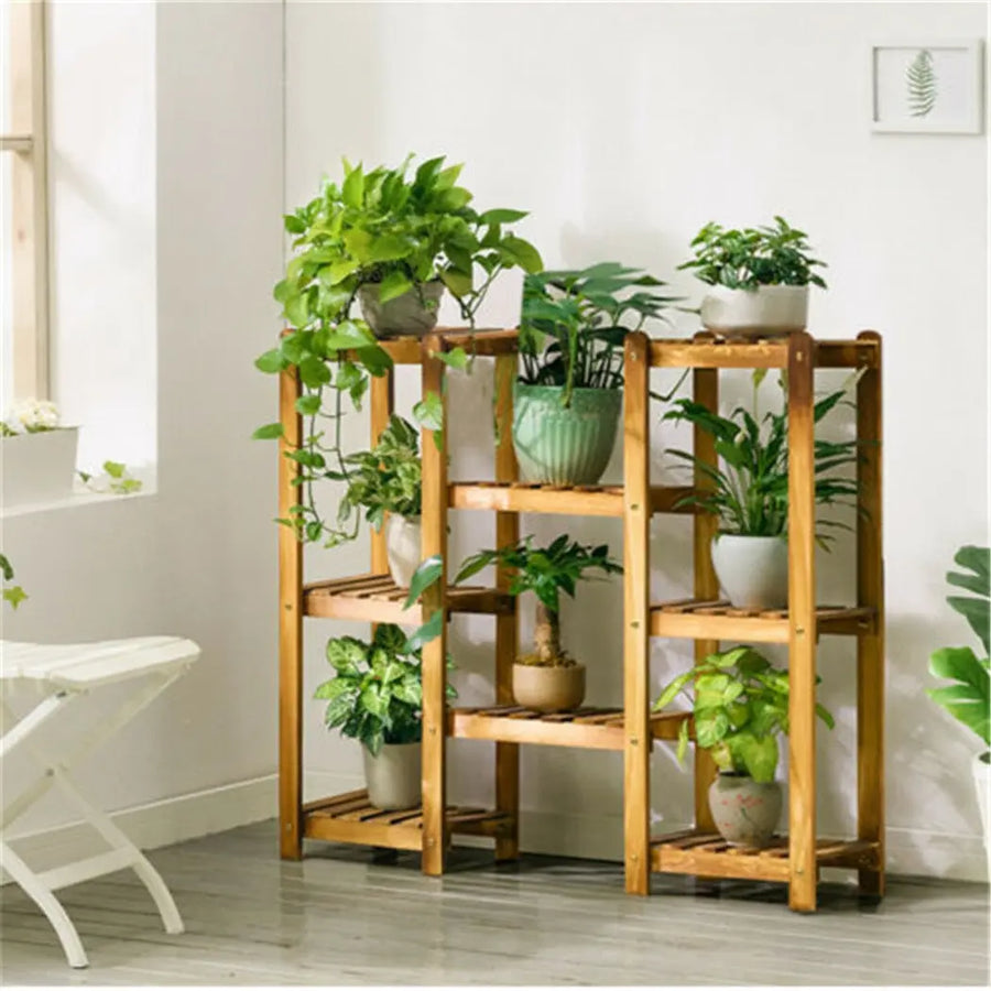 Rustic Haven 8-Tier Wooden Plant Stand - DECOR MODISH Default Title DECOR MODISH Default Title