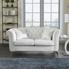 Elegant Velvet Upholstered Sofa Set with Tufted Design and Golden Legs - DECOR MODISH White S / United States DECOR MODISH White S / United States