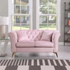 Elegant Velvet Upholstered Sofa Set with Tufted Design and Golden Legs - DECOR MODISH Pink S / United States DECOR MODISH Pink S / United States