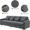 4 seat Modern Linen Fabric Sofa with Armrest Pockets and 4 Pillows,Minimalist Style Couch for Living Room, Apartment,Dark Grey DECOR MODISH