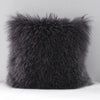 Real Mongolian Tibetan Lambskin Cushion Cover Long Curly Fur Pillow Case - DECOR MODISH 15.7x15.7 in / Dark Grey DECOR MODISH 15.7x15.7 in / Dark Grey