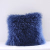 Real Mongolian Tibetan Lambskin Cushion Cover Long Curly Fur Pillow Case - DECOR MODISH 15.7x15.7 in / Deep Blue DECOR MODISH 15.7x15.7 in / Deep Blue