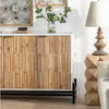 Retro Style 3-Door Storage Cabinet with Vertical Grain Embossed Design - DECOR MODISH