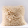 Real Mongolian Tibetan Lambskin Cushion Cover Long Curly Fur Pillow Case - DECOR MODISH 15.7x15.7 in / Beige DECOR MODISH 15.7x15.7 in / Beige