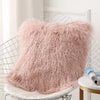 Real Mongolian Tibetan Lambskin Cushion Cover Long Curly Fur Pillow Case - DECOR MODISH 15.7x15.7 in / Pink DECOR MODISH 15.7x15.7 in / Pink