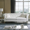 Elegant Velvet Upholstered Sofa Set with Tufted Design and Golden Legs - DECOR MODISH White L / United States DECOR MODISH White L / United States