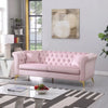 Elegant Velvet Upholstered Sofa Set with Tufted Design and Golden Legs - DECOR MODISH Pink L / United States DECOR MODISH Pink L / United States