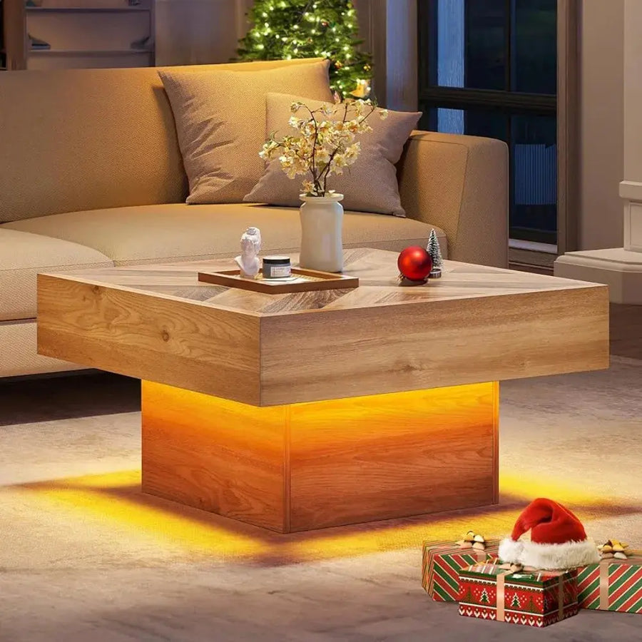 LED Coffee Table with Storage and LEDLight- Modish Brown - DECOR MODISH United States DECOR MODISH United States