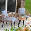 3 Pieces Outdoor Bistro Set, All-Weather Wicker Patio Furniture Set, Rattan Conversation Set with Table and Chair DECOR MODISH