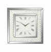2" Glam Silver Mirrored Wall Clock with Floating Crystals - DECOR MODISH Silver Mirrored Square / United States DECOR MODISH Silver Mirrored Square / United States
