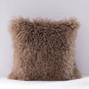 Real Mongolian Tibetan Lambskin Cushion Cover Long Curly Fur Pillow Case - DECOR MODISH 15.7x15.7 in / Khaki DECOR MODISH 15.7x15.7 in / Khaki