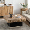41.33"Three-dimensional Embossed Pattern Square Retro Coffee Table with 2 Drawers and MDF Base DECOR MODISH