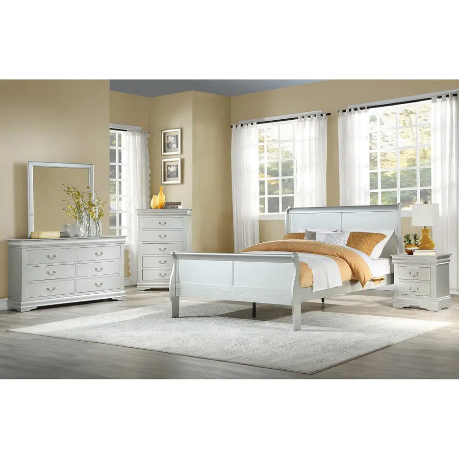 Louis Philippe Eastern King Bed in Platinum - DECOR MODISH