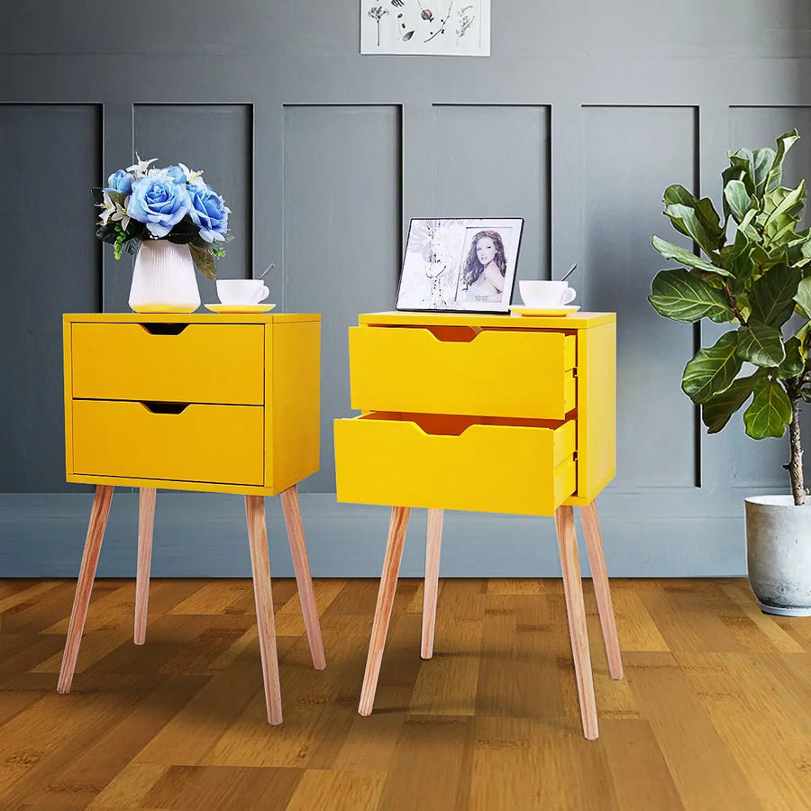 Modish Yellow Wood End Tables for Bedroom and Living Room Storage - DECOR MODISH Default Title DECOR MODISH Default Title