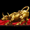 100% Brass Bull Wall Street Cattle Sculpture Copper Cow Statue - DECOR MODISH