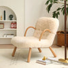 Nordic Lambs Wool Recliner Solid Wood Chair - DECOR MODISH