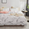 Natural Cotton Duvet Cover with Pink Marble Abstract Print Design - DECOR MODISH