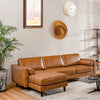 Modern L-Shaped Air Leather Sectional Sofa with Chaise Lounge and Bolster Pillows - DECOR MODISH